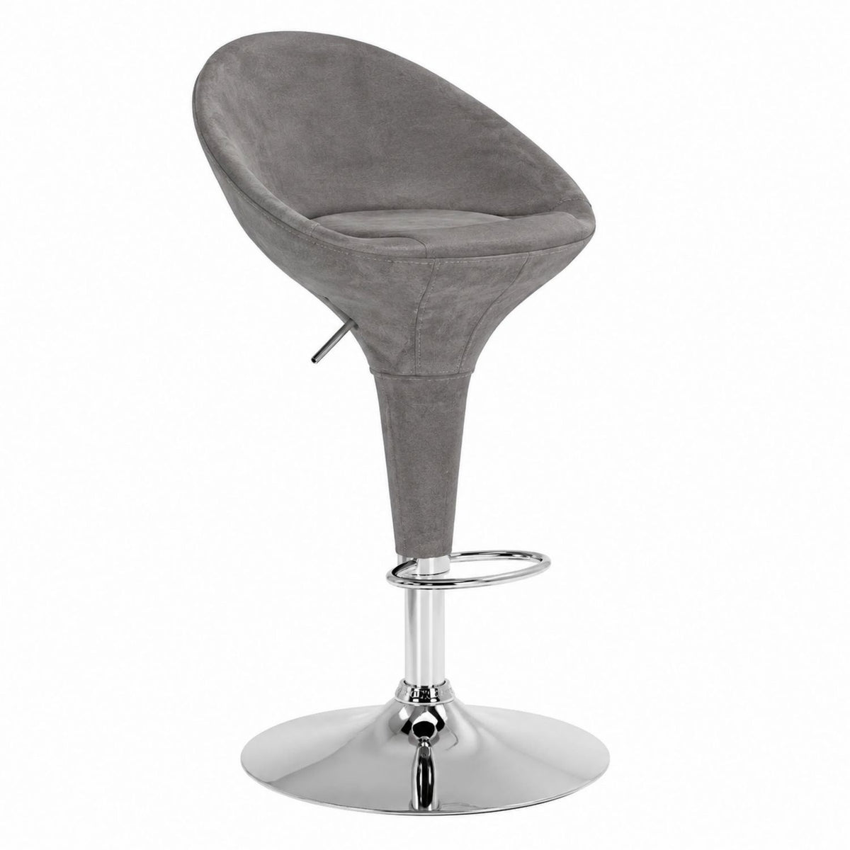 Adjustable Swivel Bar Stool with Microfiber Seat and Chrome Base - Gray