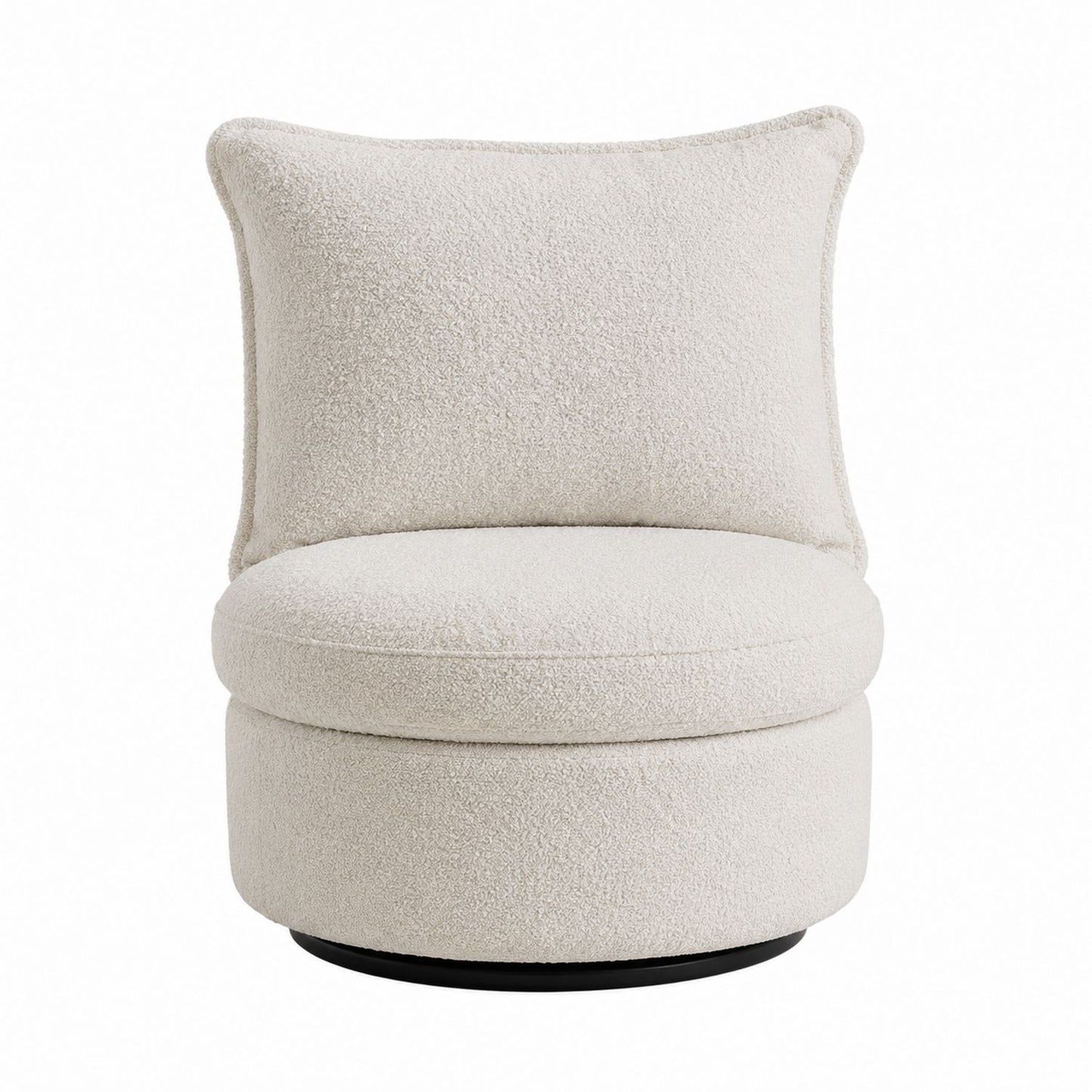 Bouclé Upholstered Swivel Chair White Round 30 in