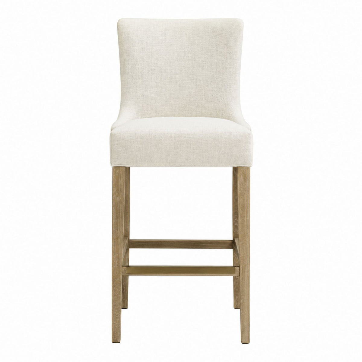 Bar Stool Polyester Upholstery Beige Solid Wood Frame