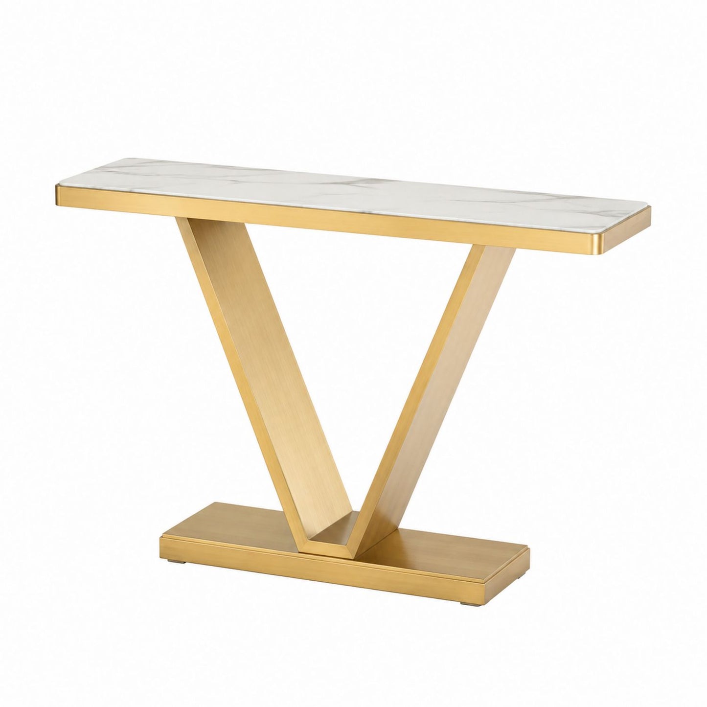 Marble Top Console Table with Stainless Steel Base, 120cm