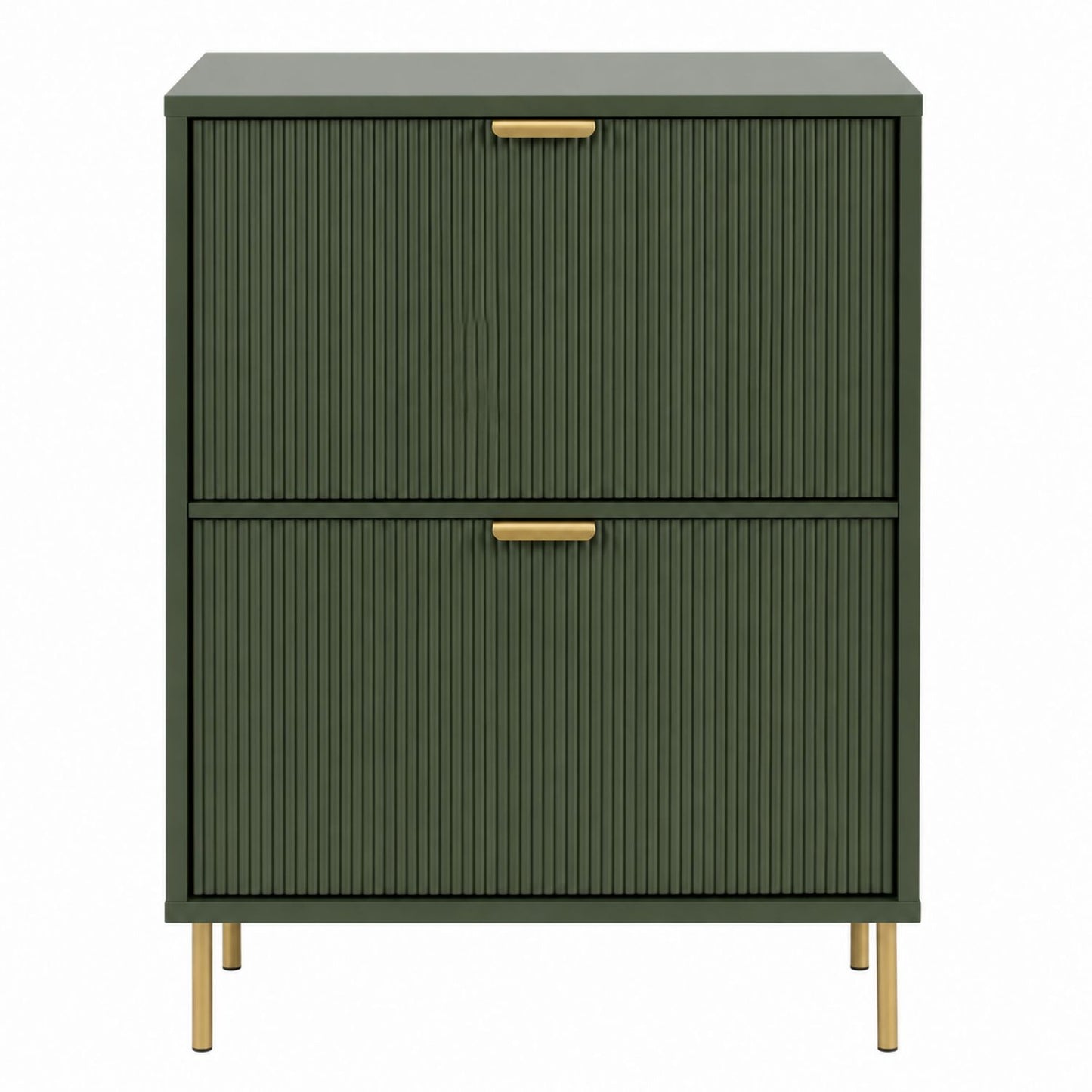 MDF Shoe Storage Cabinet with Metal Handles, Green, 80x30x100 cm