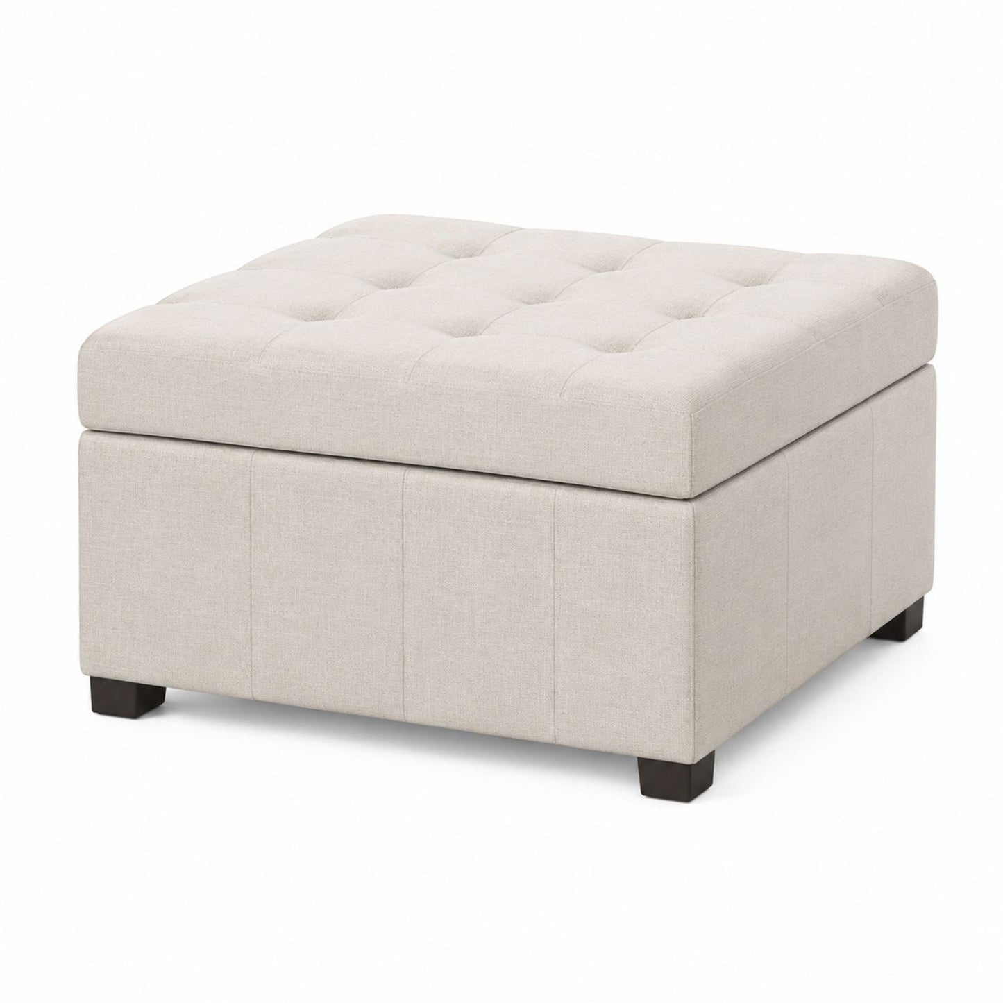 Square Storage Ottoman Polyester Fabric Beige 75x75x45 cm