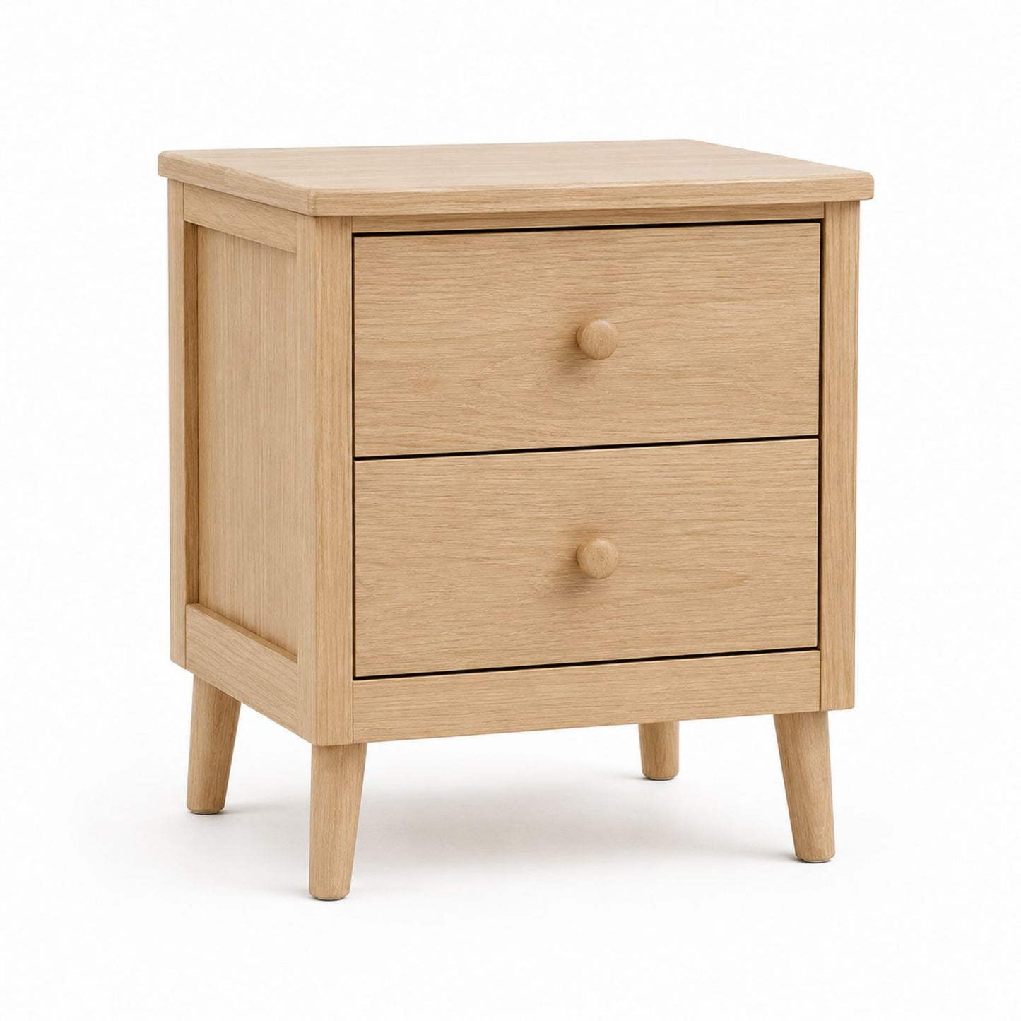 Wood Nightstand with 2 Drawers Light Oak 23.6in x 15.7in x 13.8in
