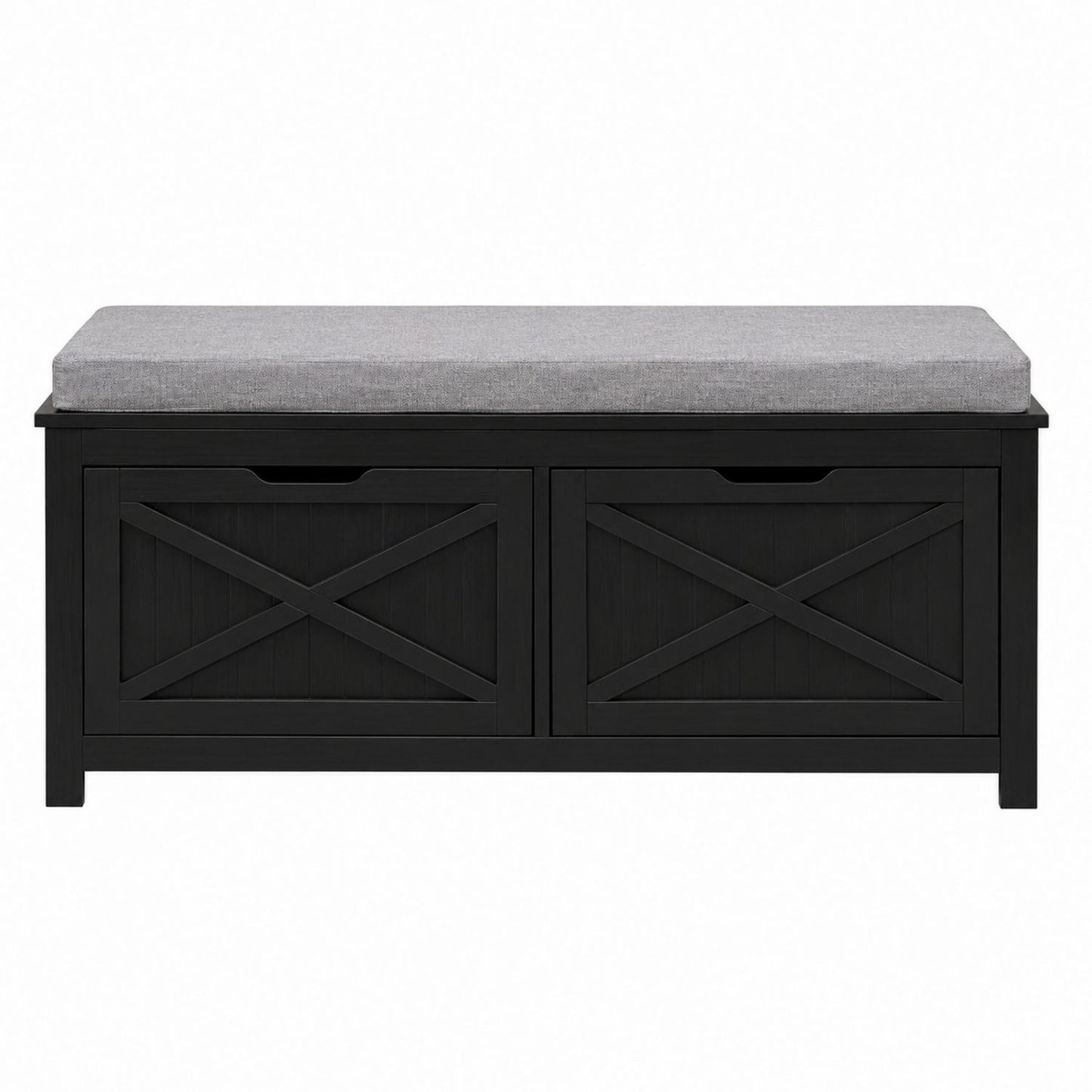 Wood Shoe Storage Bench with Polyester Fabric Cushion Black 100x40x45 cm