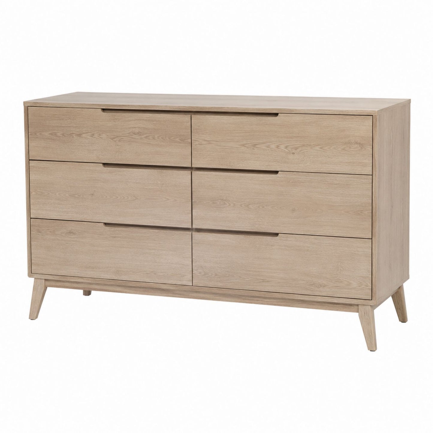Solid Wood 6-Drawer Dresser Oak Veneer 120cm