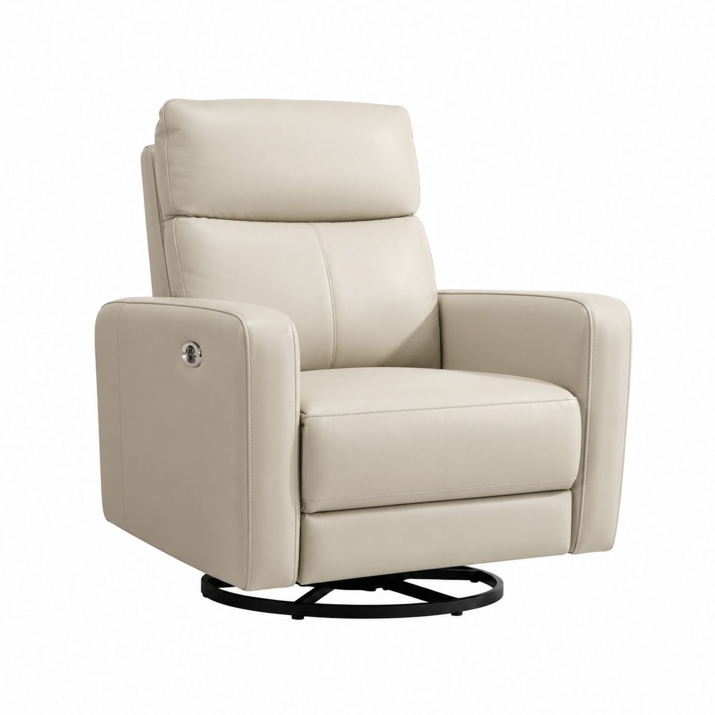 Recliner Swivel Chair Faux Leather Beige 80cm x 90cm x 100cm