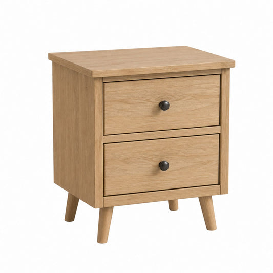 Wooden Nightstand with 2 Drawers Oak 50x40x60cm