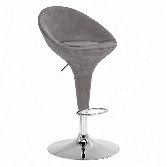 Adjustable Swivel Bar Stool with Microfiber Seat and Chrome Base - Gray