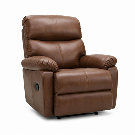 Recliner Chair Faux Leather Brown with Manual Reclining