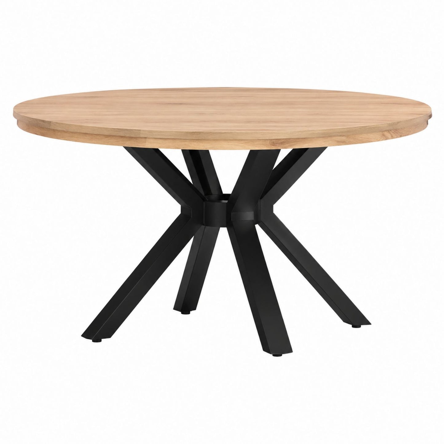 Round Oak Dining Table with Black Metal Legs 120cm