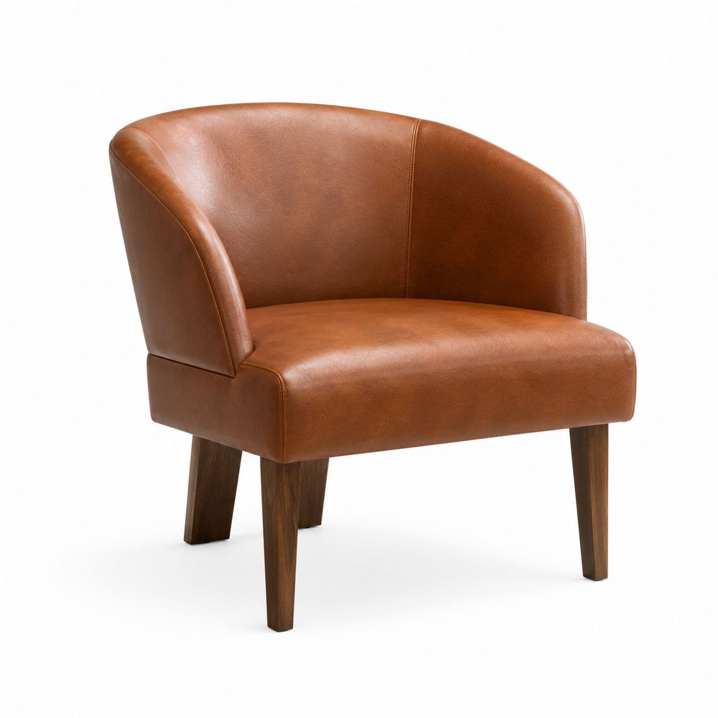 Faux Leather Barrel Chair Brown 75cm Height