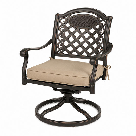 Aluminum Swivel Outdoor Chair with Polyester Cushions