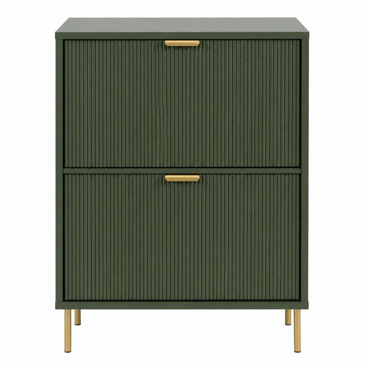 MDF Shoe Storage Cabinet with Metal Handles, Green, 80x30x100 cm