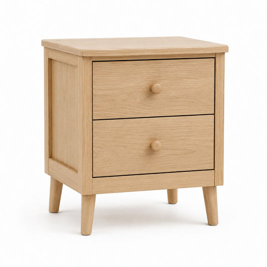 Wood Nightstand with 2 Drawers Light Oak 23.6in x 15.7in x 13.8in