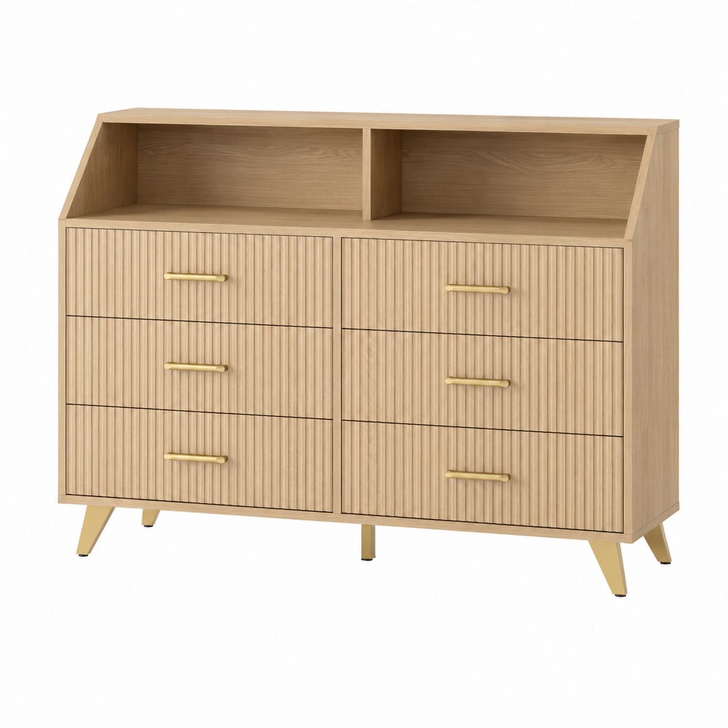 Oak Veneer Dresser with 6 Drawers 140cm Width