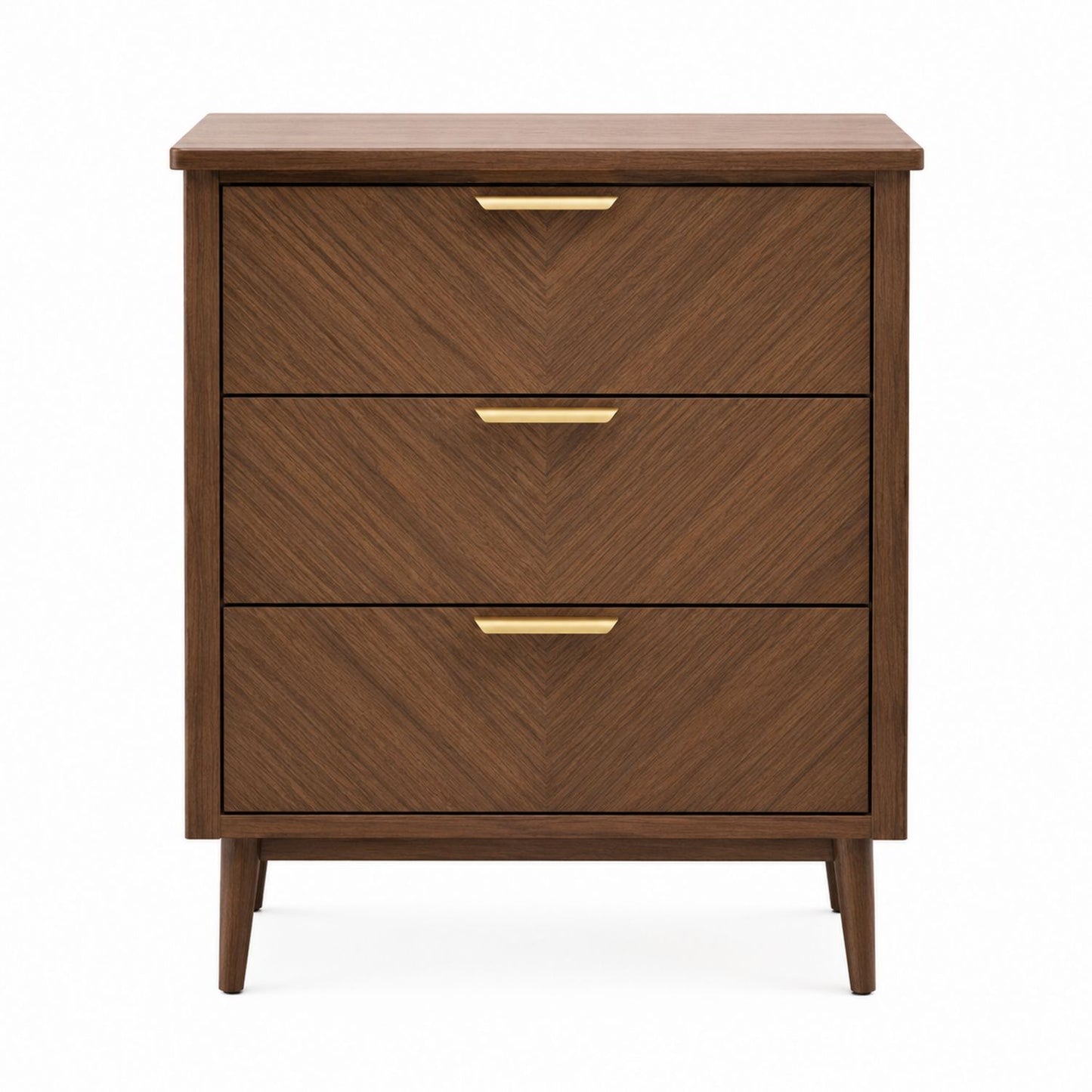 Solid Wood Three-Drawer Dresser with Metal Handles