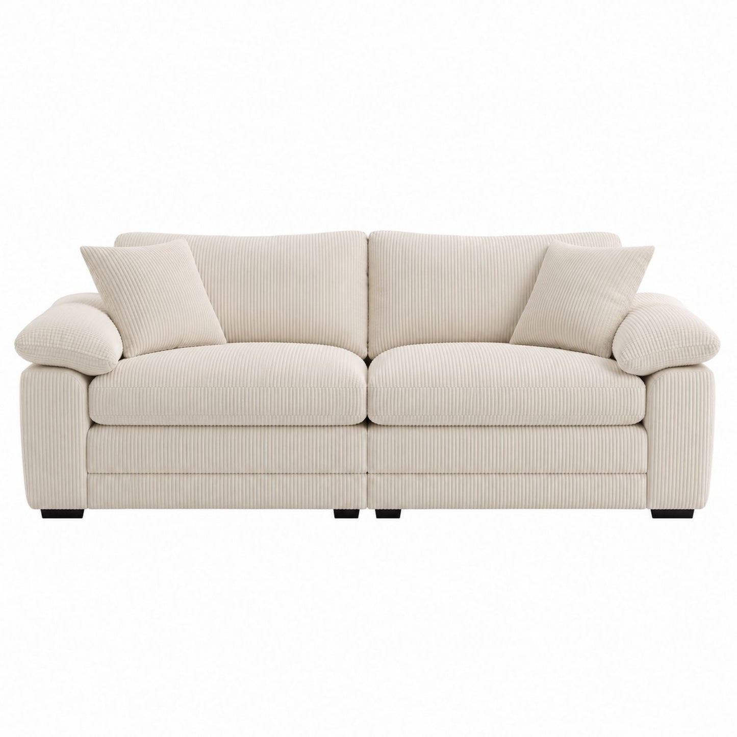 Corduroy Three-Seater Sofa with Cushions