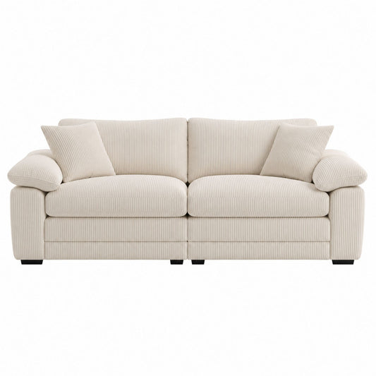 Corduroy Three-Seater Sofa with Cushions