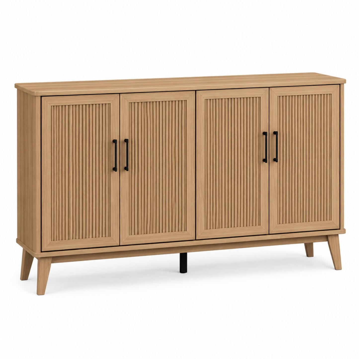 Sideboard Buffet Oak Wood Natural Finish 4-Door 152cm