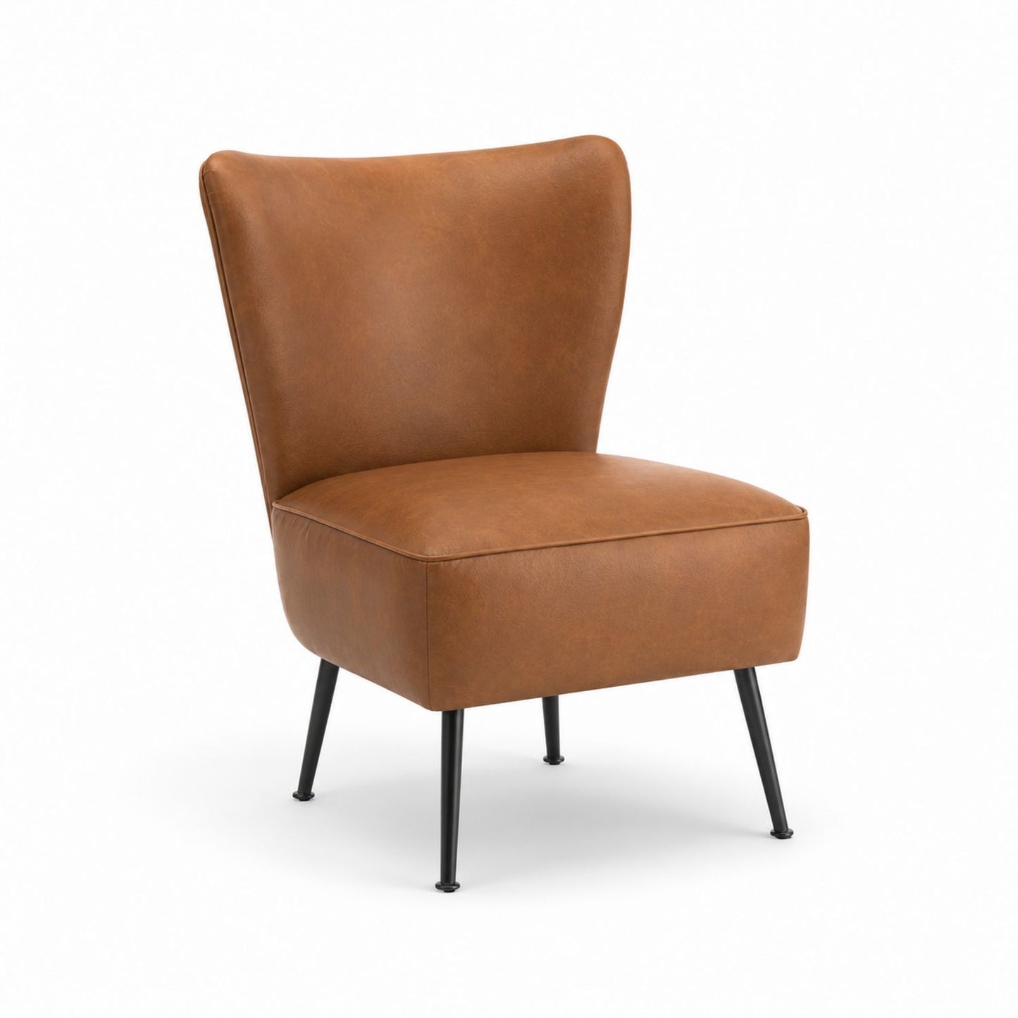 Brown Faux Leather Chair with Metal Legs