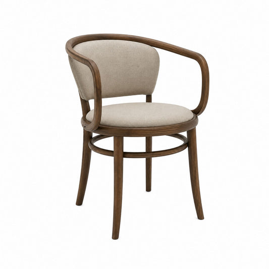 Modern Armchair Bentwood Frame Linen Upholstery 75cm High